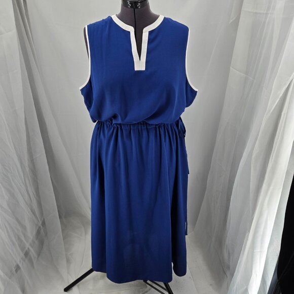 725-29 Anne Klein Royal Blue & white Maxi dress XXL - Picture 1 of 10
